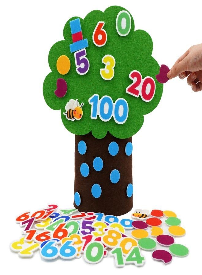 CHEFAN Felt Number Tree Counting Toy, Coconut Tree Math Game with Numbers 0-100, Montessori Educational Sensory Toy for Preschool Kids, Homeschool & Classroom Learning - Image 1