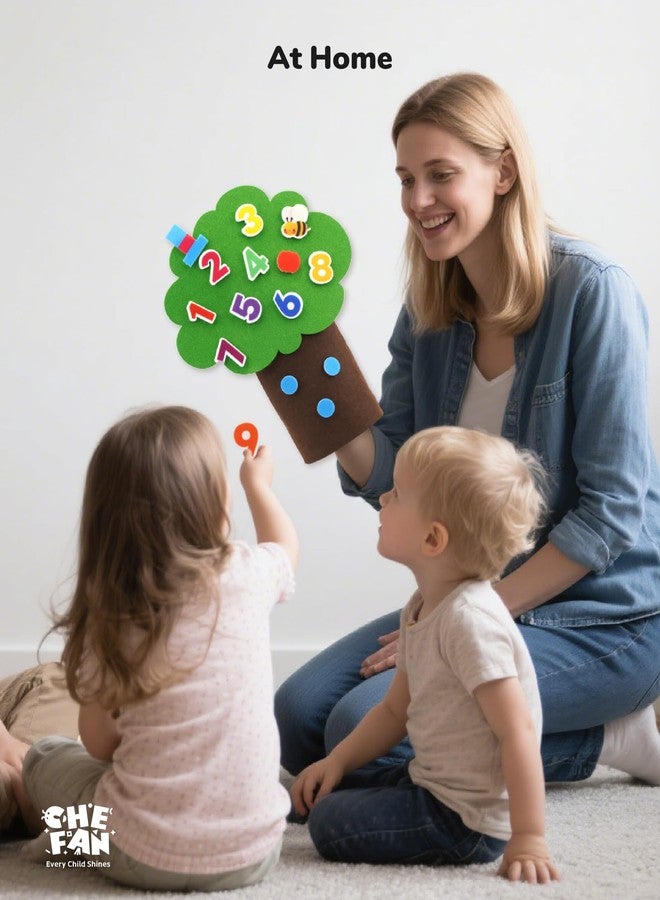 CHEFAN Felt Number Tree Counting Toy, Coconut Tree Math Game with Numbers 0-100, Montessori Educational Sensory Toy for Preschool Kids, Homeschool & Classroom Learning - Image 5