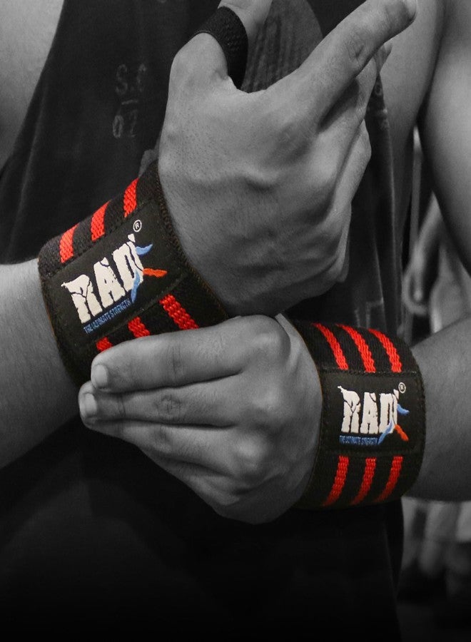 RAD 12" Weightlifting Wrist Wraps with Thumb Loop - Black/Red - Premium Wrist Support for Powerlifting & Gym Training - Image 5