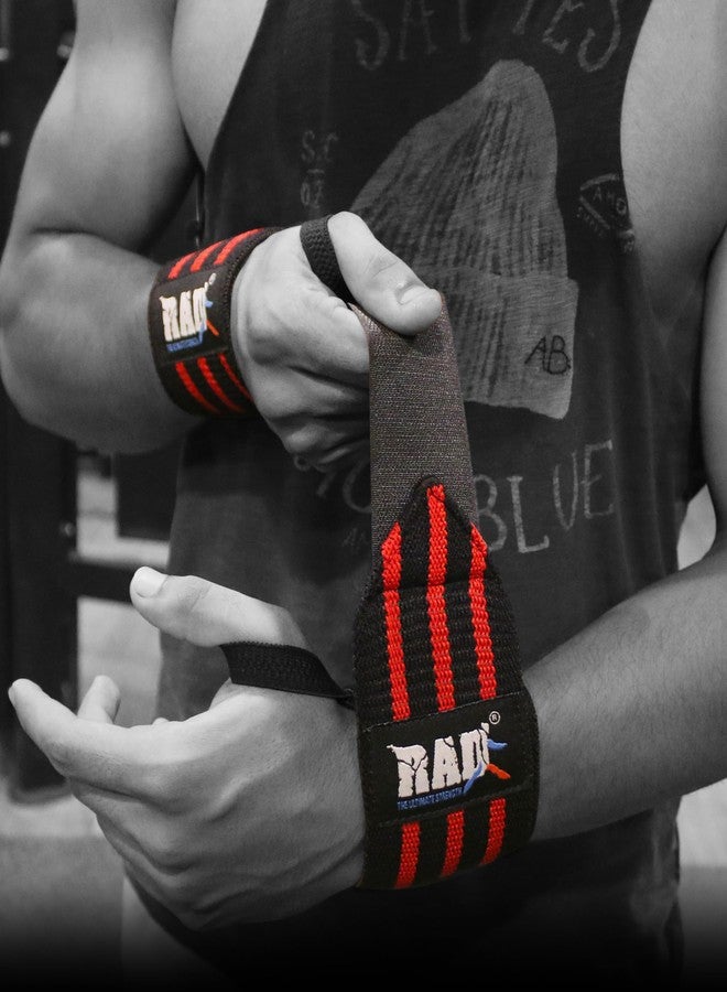 RAD 12" Weightlifting Wrist Wraps with Thumb Loop - Black/Red - Premium Wrist Support for Powerlifting & Gym Training - Image 4