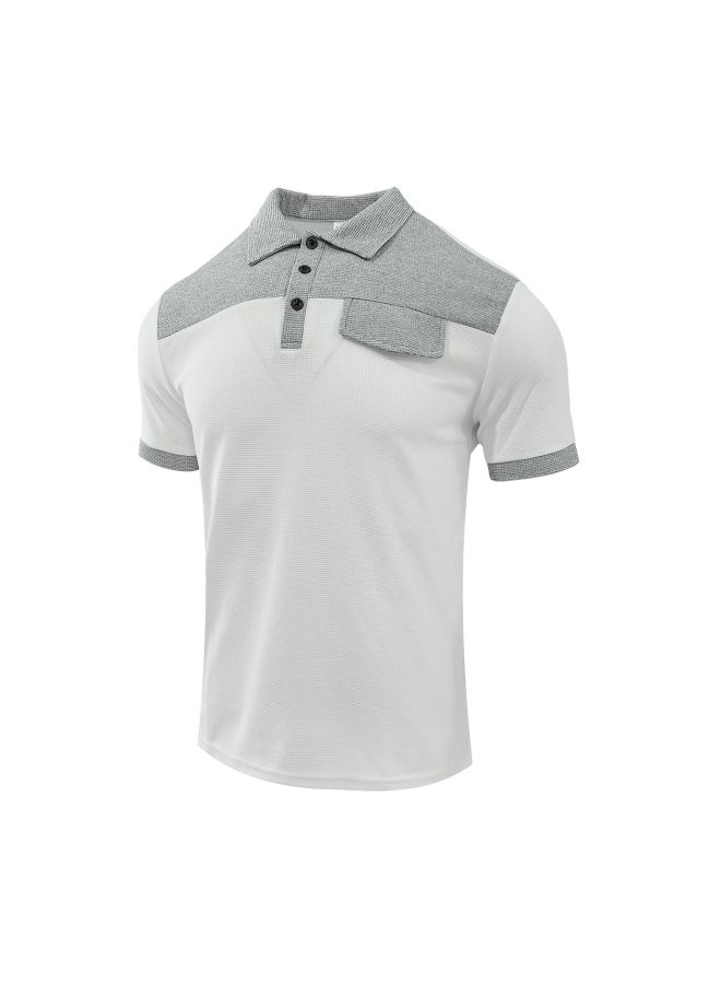 Men's Summer Color Blocking Collar Waffle Breathable Casual Sports Oversized Short Sleeve T-shirt For Us/eu
