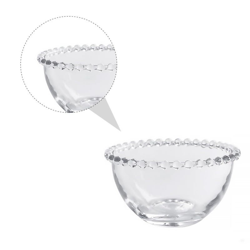 Glass Fruit Bowl with Pearl Edge Beaded Glass Saucer for Serving Salad Vegetables - Image 4