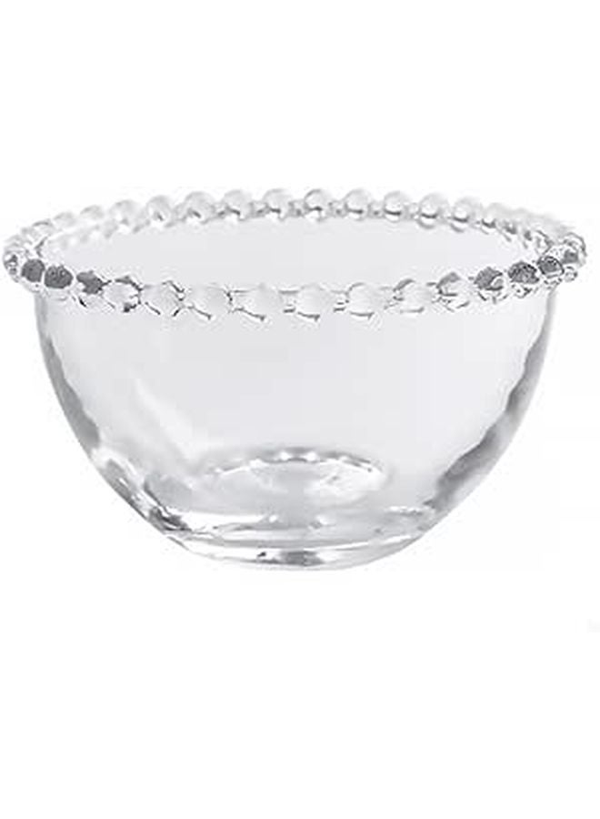 Glass Fruit Bowl with Pearl Edge Beaded Glass Saucer for Serving Salad Vegetables - Image 1