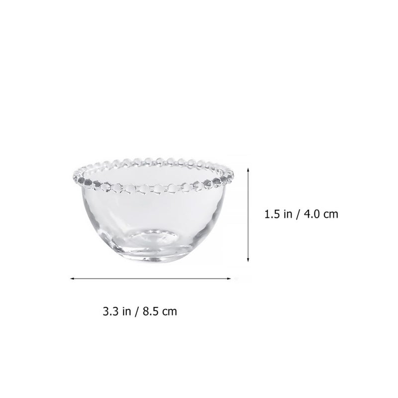 Glass Fruit Bowl with Pearl Edge Beaded Glass Saucer for Serving Salad Vegetables - Image 3
