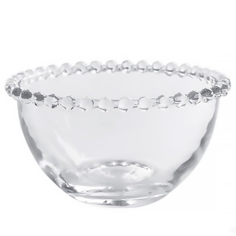 Glass Fruit Bowl with Pearl Edge Beaded Glass Saucer for Serving Salad Vegetables - Image 2