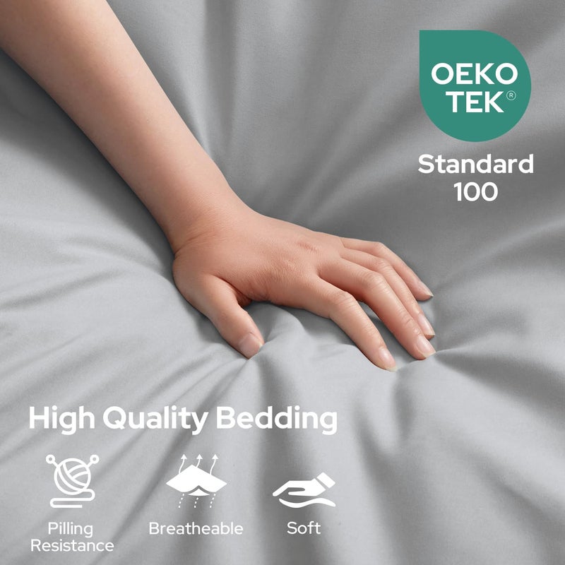 HOMEIDEAS Full Size Bed Sheets - 6 Piece Set (Light Grey) - Extra Soft Brushed Microfiber 1800 Bedding Sheets, Deep Pocket, Wrinkle & Fade Free - Image 2