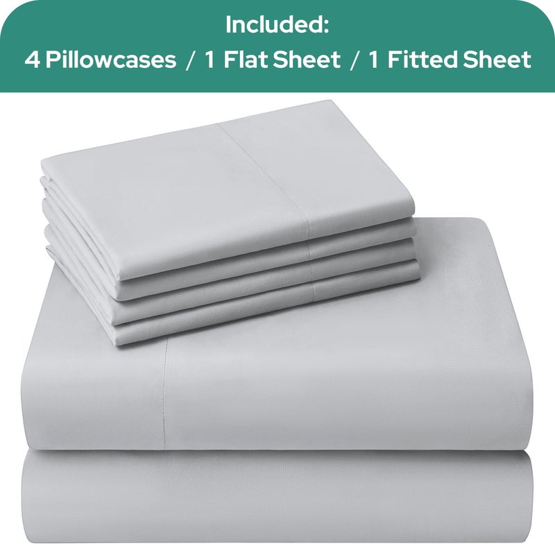 HOMEIDEAS Full Size Bed Sheets - 6 Piece Set (Light Grey) - Extra Soft Brushed Microfiber 1800 Bedding Sheets, Deep Pocket, Wrinkle & Fade Free - Image 4