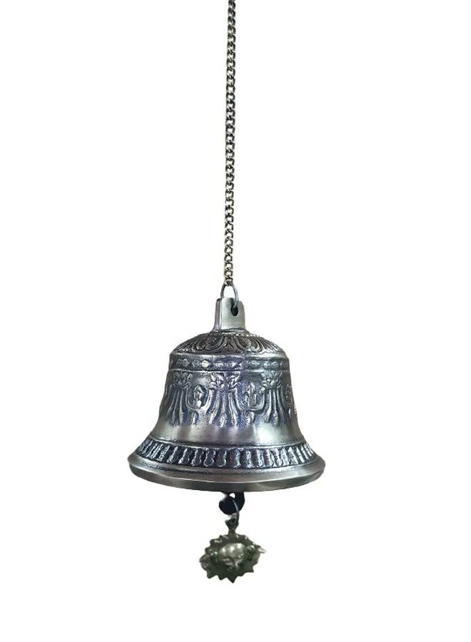 NIM Bronze Style Antique Finish Hanging Bell with Chain Beautifully Carved Gentle and Peaceful Sound - Image 1