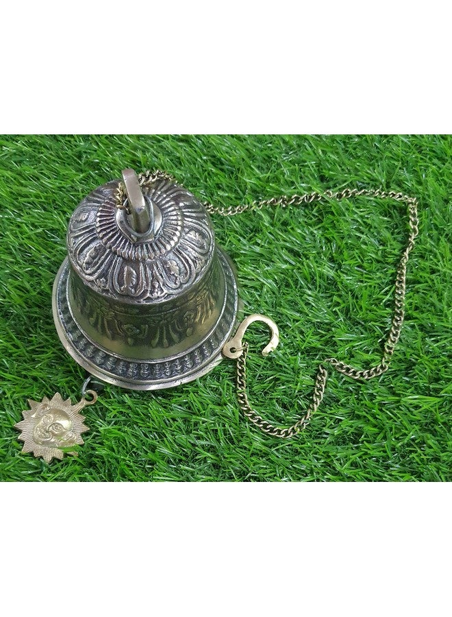 NIM Bronze Style Antique Finish Hanging Bell with Chain Beautifully Carved Gentle and Peaceful Sound - Image 3