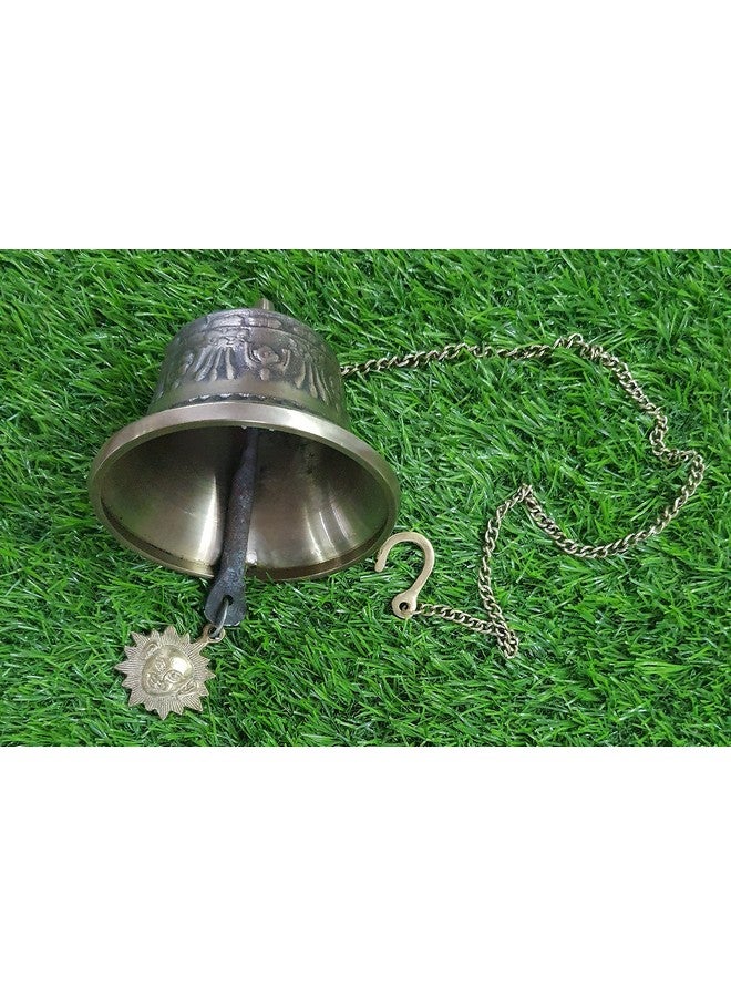 NIM Bronze Style Antique Finish Hanging Bell with Chain Beautifully Carved Gentle and Peaceful Sound - Image 2