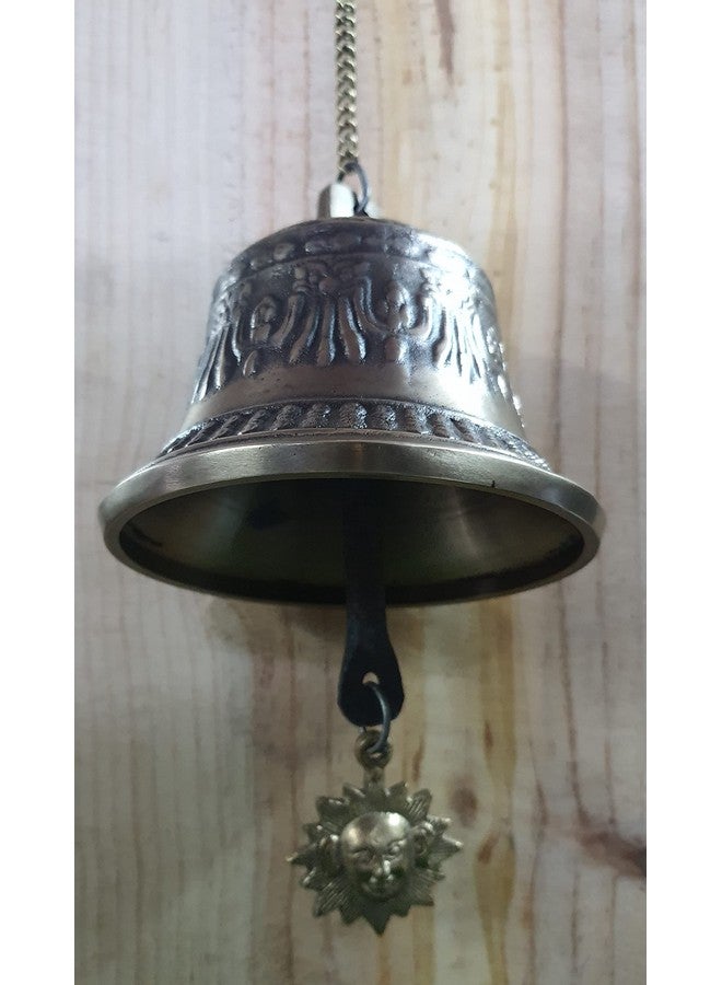 NIM Bronze Style Antique Finish Hanging Bell with Chain Beautifully Carved Gentle and Peaceful Sound - Image 4