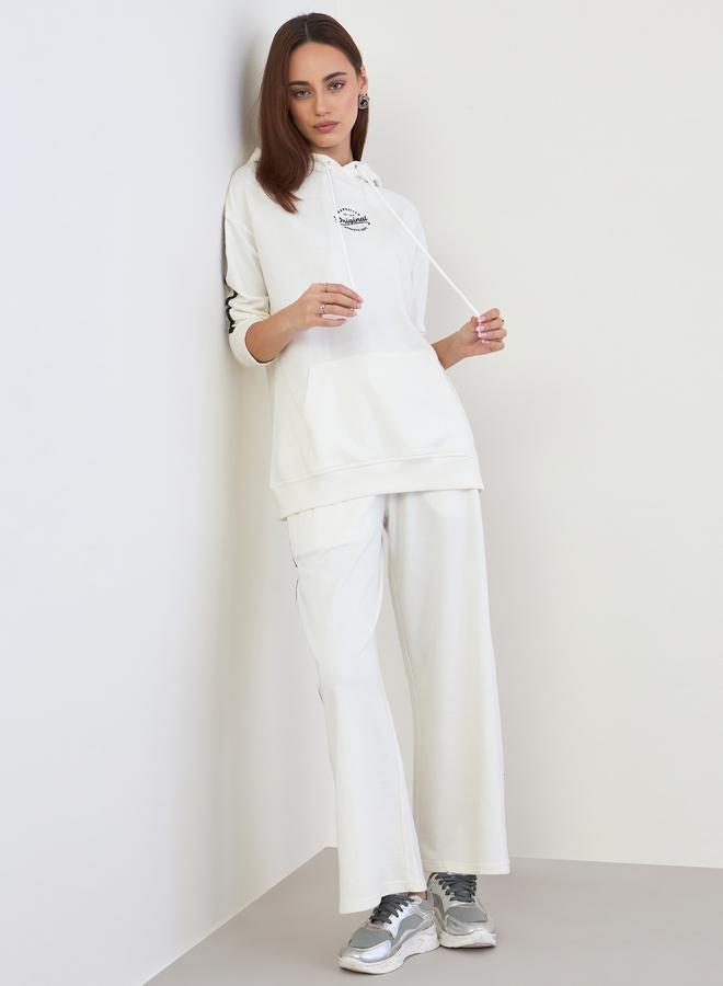 Styli Off White Printed Longline Hoodie and Joggers Co-Ords - Image 2