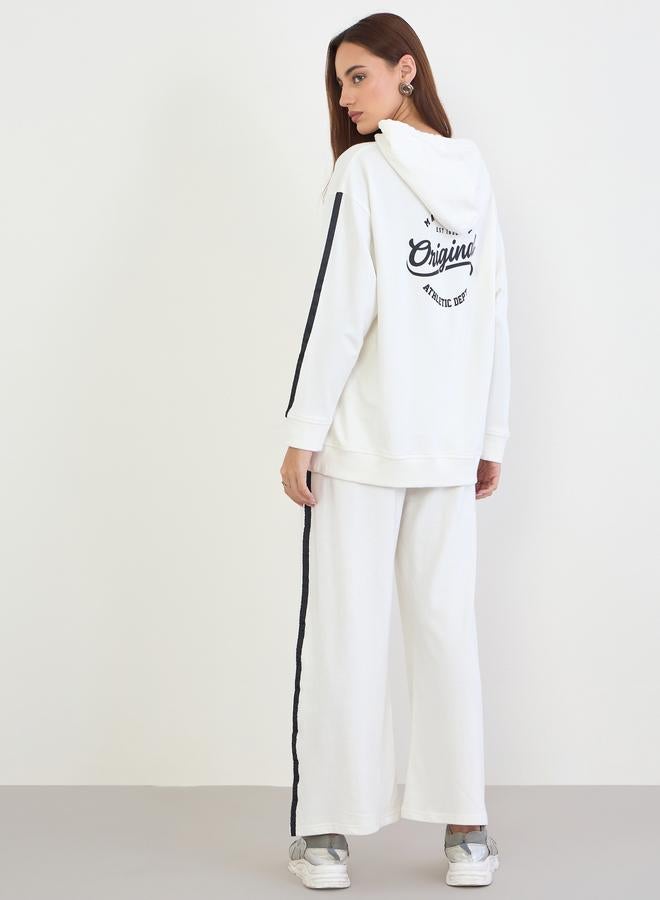 Styli Off White Printed Longline Hoodie and Joggers Co-Ords - Image 4