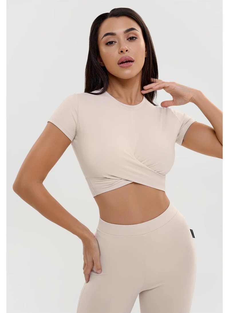 Bona Fide Tied Up Top Nude Tied Up Crop Gym Top for Women for Women | Best Price UAE
