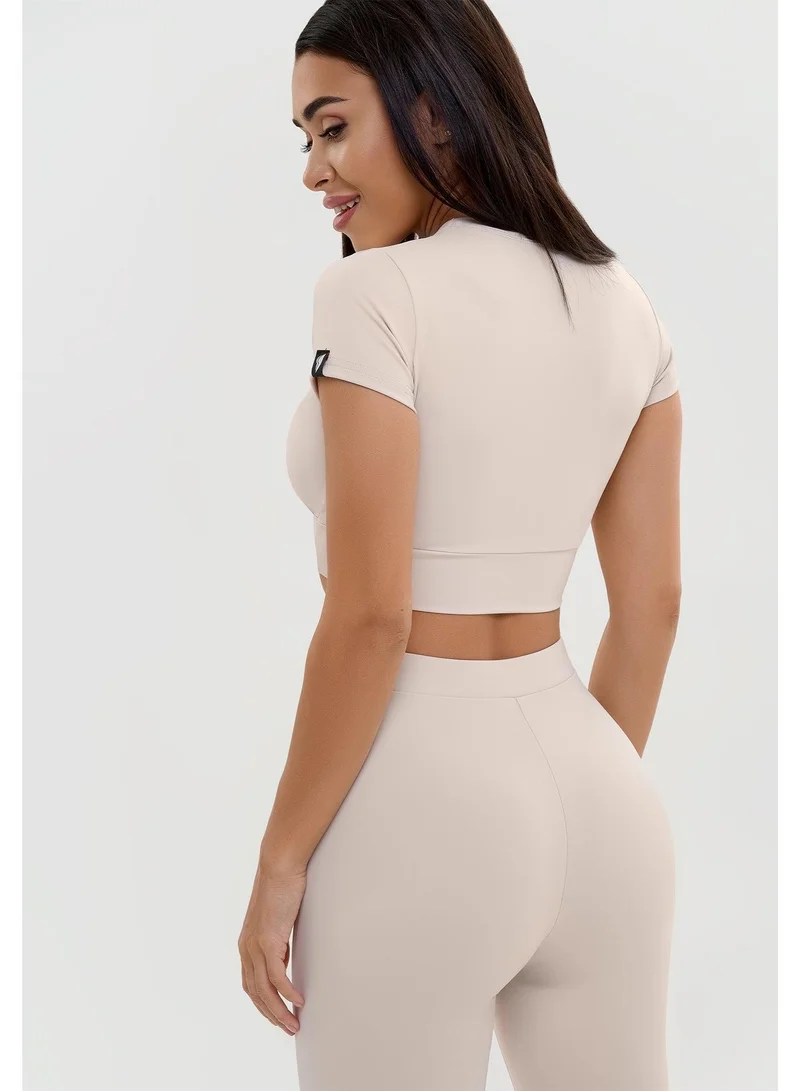 Bona Fide Tied Up Top Nude Tied Up Crop Gym Top for Women for Women | Best Price UAE