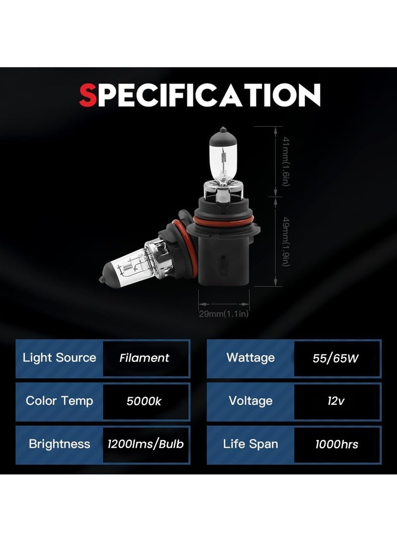FEEMA Halogen Bulbs 9007 12V 65/55W Headlights with 5000K Color Temperature, 1200lm Brightness, and 1000hrs Lifespan 10PCS BL10771 - Image 3