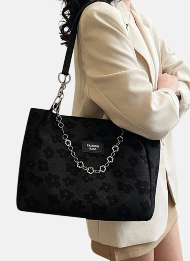 يونيكي Black Printed Lifestyle Tote Bag