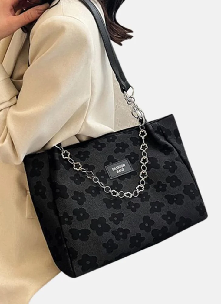 يونيكي Black Printed Lifestyle Tote Bag