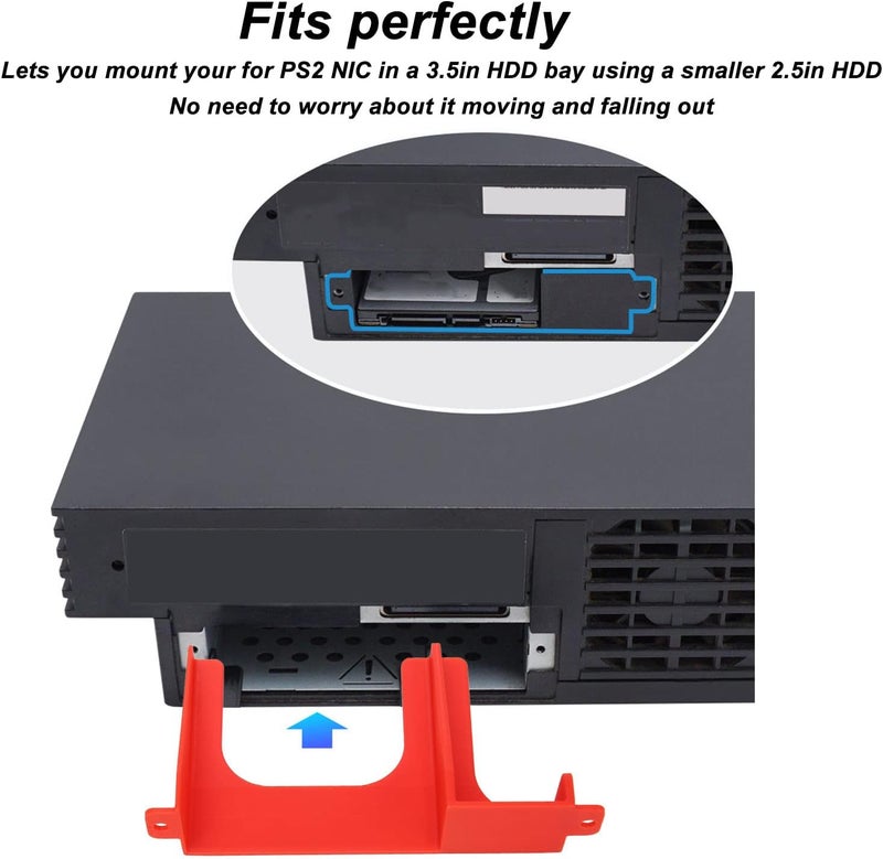 Sorandy 2.5 Inch Hard Drive Bracket, HDD SSD 3D Printed Bracket Game Console Hard Drive Quick Installation 3D Printed Mount for SCPH 30000 SCPH 50000 Console (Red) - Image 2