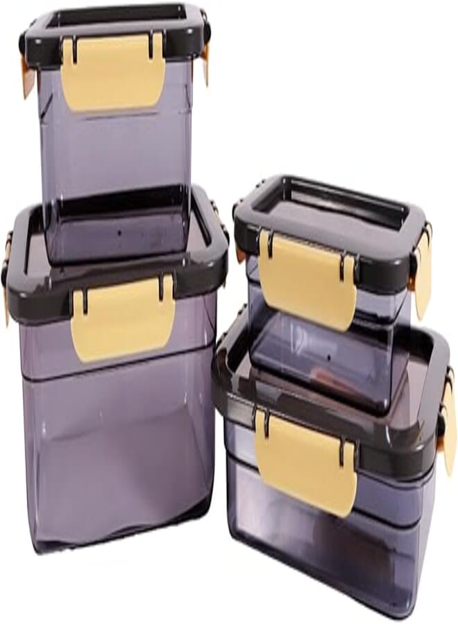 Herevin Storage Container 4-Pieces - Sand, 0.6 Liter/1 Liter/1.3 Liters/2.2, LitersBPA-Free Plastic, Made in Turkey (Kitchen, Pantry, Dorm)