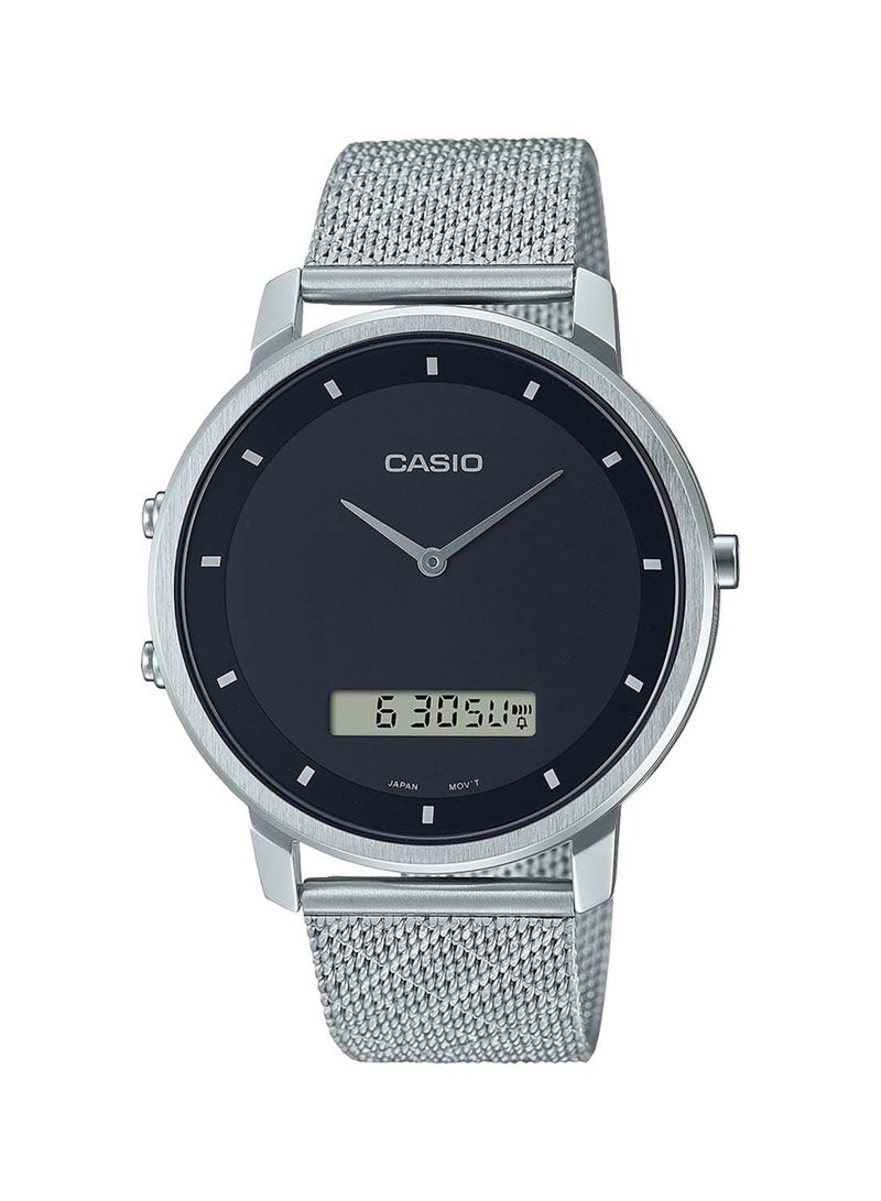 CASIO ساعة يد دائرية مضادة للماء أنالوج ورقمية من الفولاذ المقاوم للصدأ MTP-B200M-1EDF