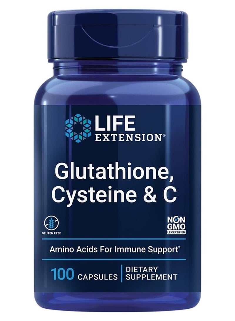 Life Extension جلوتاثيون، سيستين و C - مكمل مضاد للأكسدة مع فيتامين C، L-جلوتاثيون المخفض و L-سيستين - لدعم صحة الكبد وإزالة السموم - خالي من الغلوتين، غير معدل وراثيًا - 100 كبسولة - Image 1
