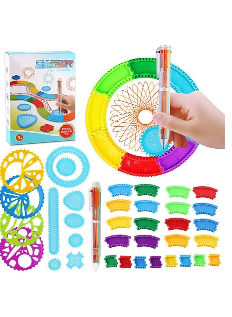 كابتن تيك Spirograph Design Set Geometric Drawing Ruler, Multicolored Professional Plastic Kids Art Painting Tool Durable - Image 1