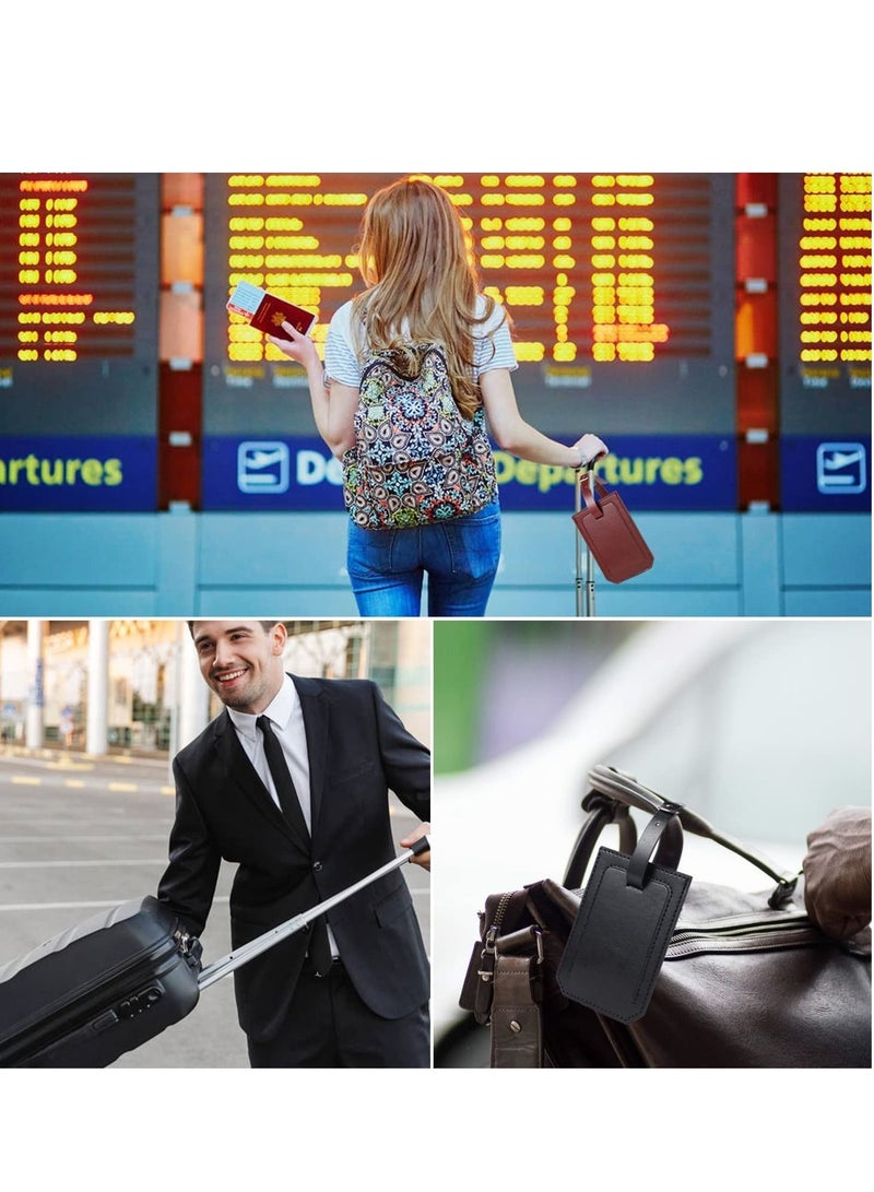 KASTWAVE Luggage Tag, 4 Pcs Pu Leather Travel Suitcase Tag Handbag Tag to Prevent Loss of Luggage and Suitcases When Going Out on a Trip(Black + Brown) - Image 2