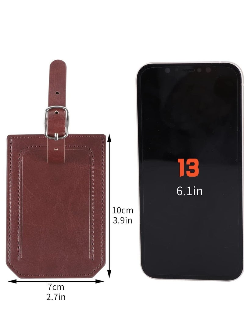 KASTWAVE Luggage Tag, 4 Pcs Pu Leather Travel Suitcase Tag Handbag Tag to Prevent Loss of Luggage and Suitcases When Going Out on a Trip(Black + Brown) - Image 4