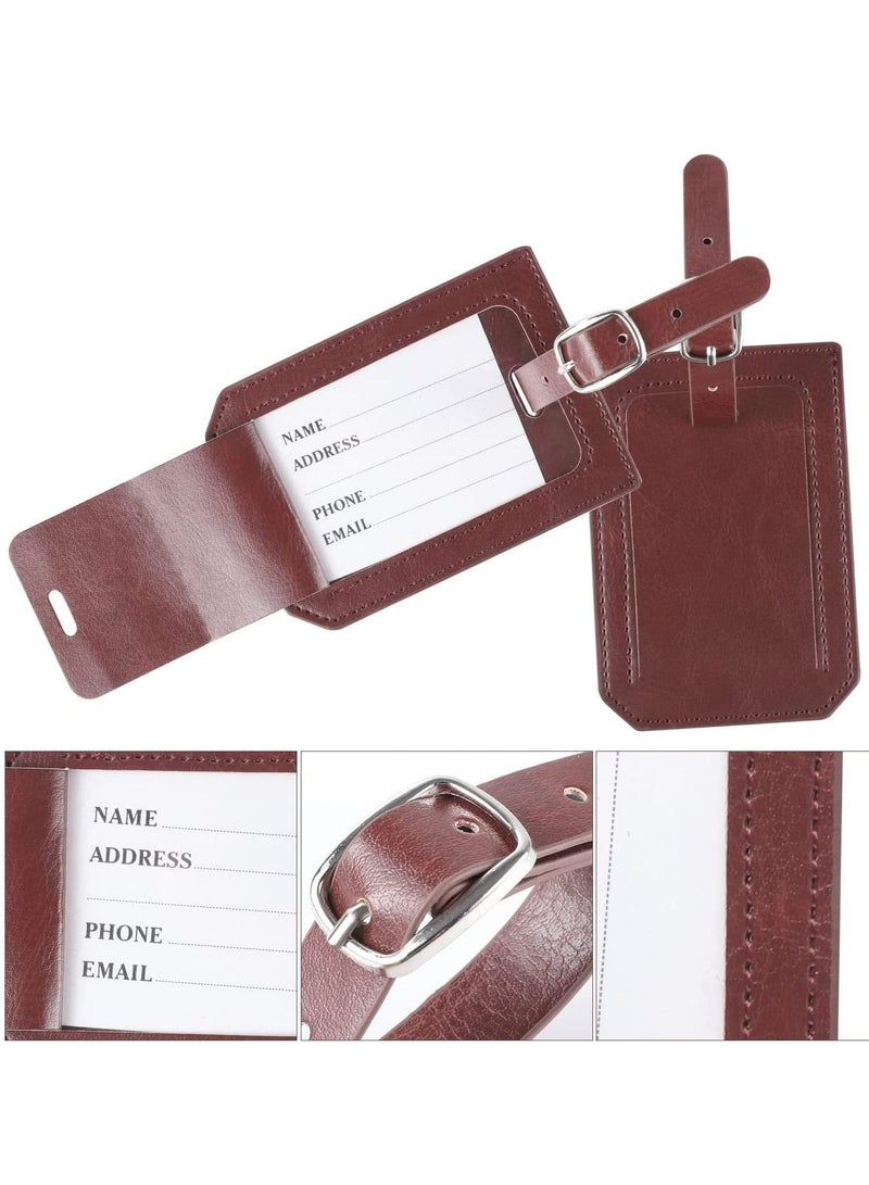 KASTWAVE Luggage Tag, 4 Pcs Pu Leather Travel Suitcase Tag Handbag Tag to Prevent Loss of Luggage and Suitcases When Going Out on a Trip(Black + Brown) - Image 3