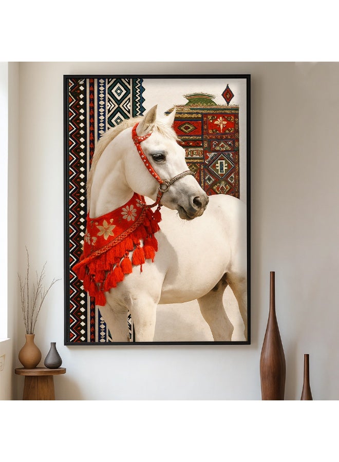 ماركتنا لوحة قماشية بتصميم الفن النجدي مع برواز مجوف مقاس (120x80) قطعة واحدة - Image 2