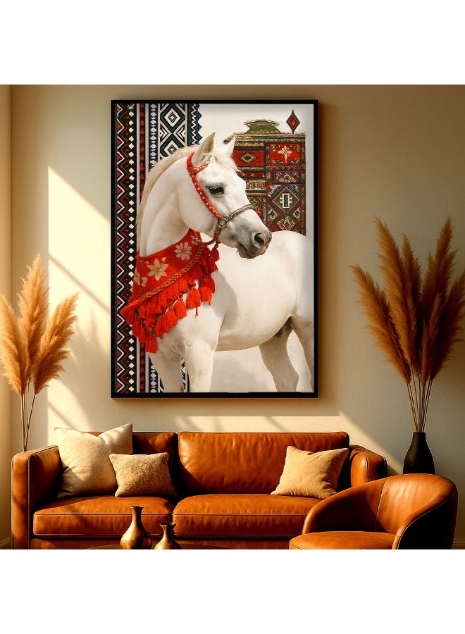 ماركتنا لوحة قماشية بتصميم الفن النجدي مع برواز مجوف مقاس (120x80) قطعة واحدة - Image 3