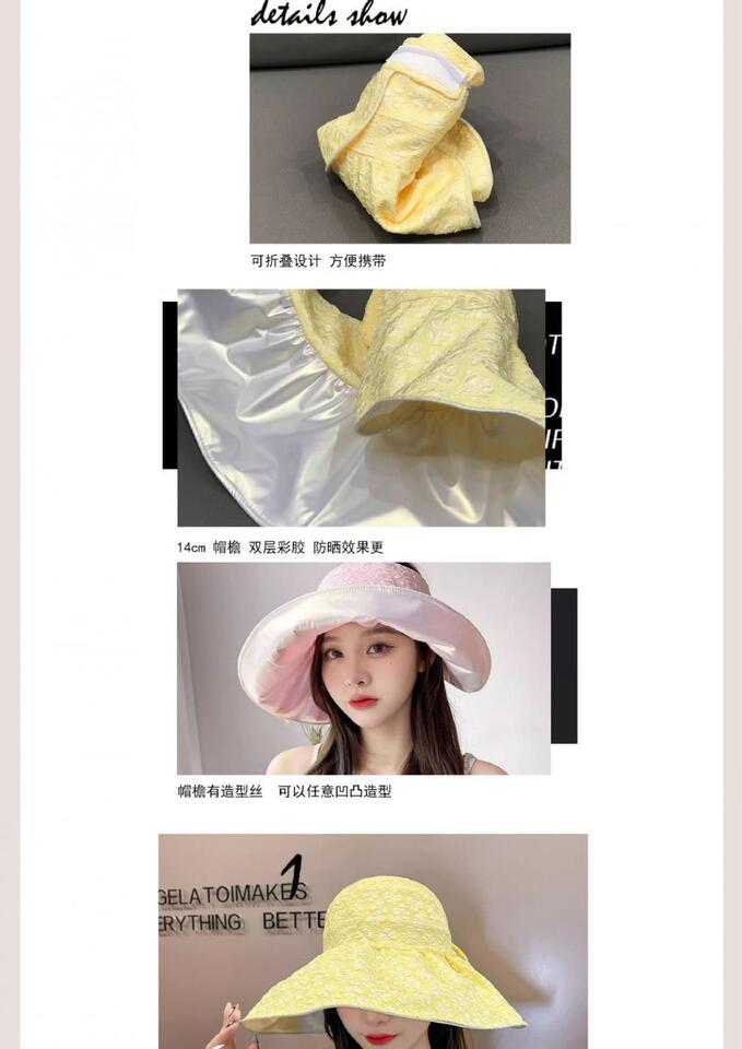 Summer Bucket Visor Hat Women Color Gel Large Brim Foldable Sun Hat - Image 2