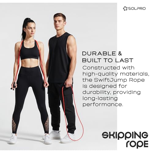 Solpro Aero Adjustable Jump Rope Skipping Rope for men, women, kids, boys, girls | Unisex, Tangle-Free, Durable, Ideal for fitness, cardio, agility & home workouts. (Black/Red) - Image 5