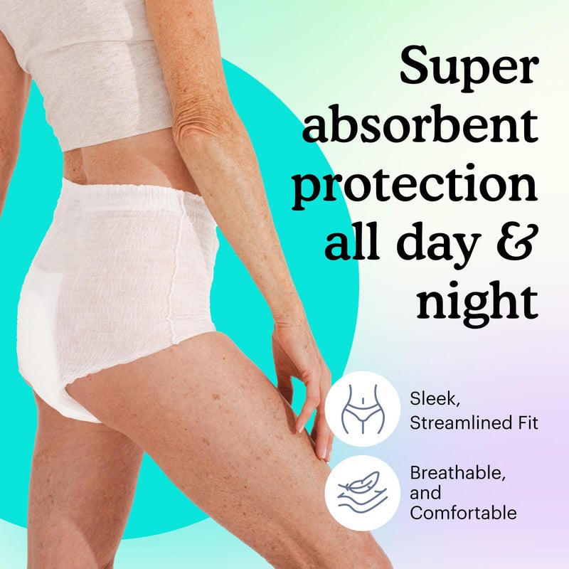 Because Adult Incontinence Underwear for Sensitive Skin - Women - Premium Overnight Disposable Briefs, Anti Odor - White, X-Large - Absorbs 6 Cups - 12 Count (Pack of 1) - Image 2