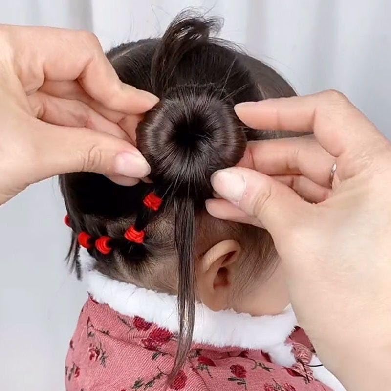 SQULIGT Extra Small Hair Bun Maker for Kids, 6 PCS Chignon Hair Donut Sock Bun Form for Girls, Mini Hair Doughnut Shaper for Short and Thin Hair (Small Size 2 Inch, Light Brown) - Image 4