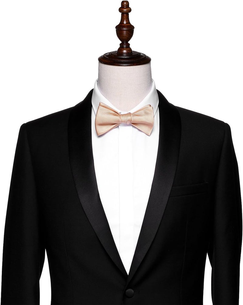 pensee Mens Solid Bowtie Woven Self Tie Bow Ties Tuxedo & Wedding Bowties - Image 2