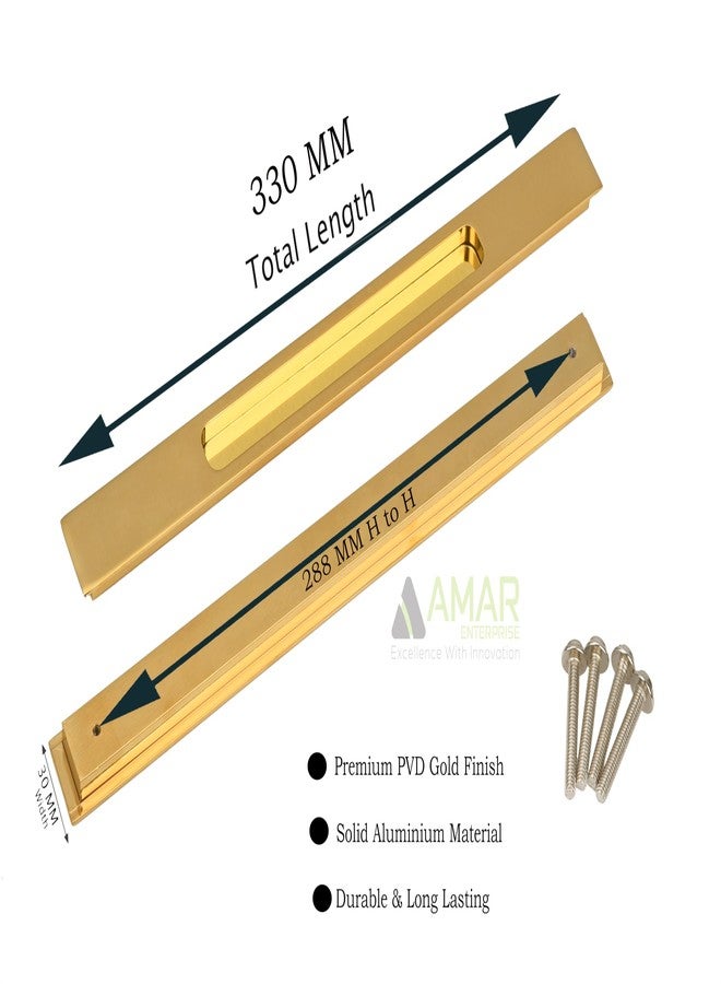 AMAR ENTERPRISE مقبض باب منزلق مخفي من الألومنيوم الصلب الممتاز المطلي بالذهب بتقنية PVD من شركة Amar Enterprise، مقاس 288 مم، مقبض سحب مخفي لخزانة الملابس، مقبض مخفي للخزائن والأدراج (288 مم، عبوة من 3 قطع) - Image 3