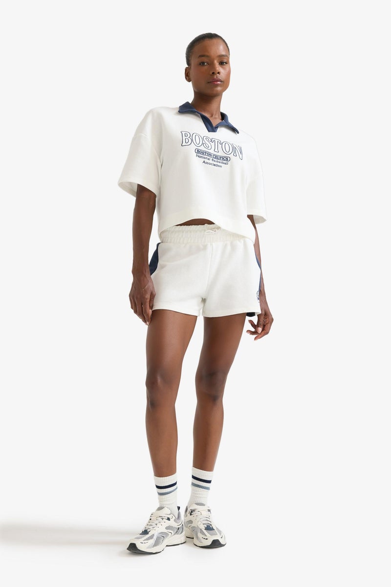 DeFacto Beige Woman DeFactoFit NBA Boston Celtics Waffle Polo T-Shirt Casual - Image 2