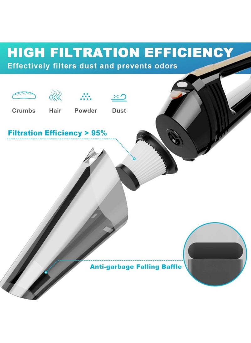 مكنسة سيارة لاسلكية، مكنسة سيارة بقوة عالية 6000Pa، مكنسة يدوية صغيرة 12V مع ضوء LED، مجموعة تنظيف عميق لداخل السيارة - Image 3