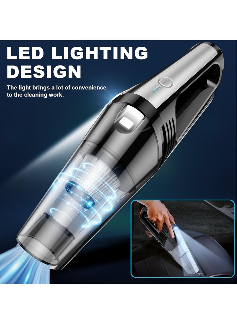 مكنسة سيارة لاسلكية، مكنسة سيارة بقوة عالية 6000Pa، مكنسة يدوية صغيرة 12V مع ضوء LED، مجموعة تنظيف عميق لداخل السيارة - Image 4