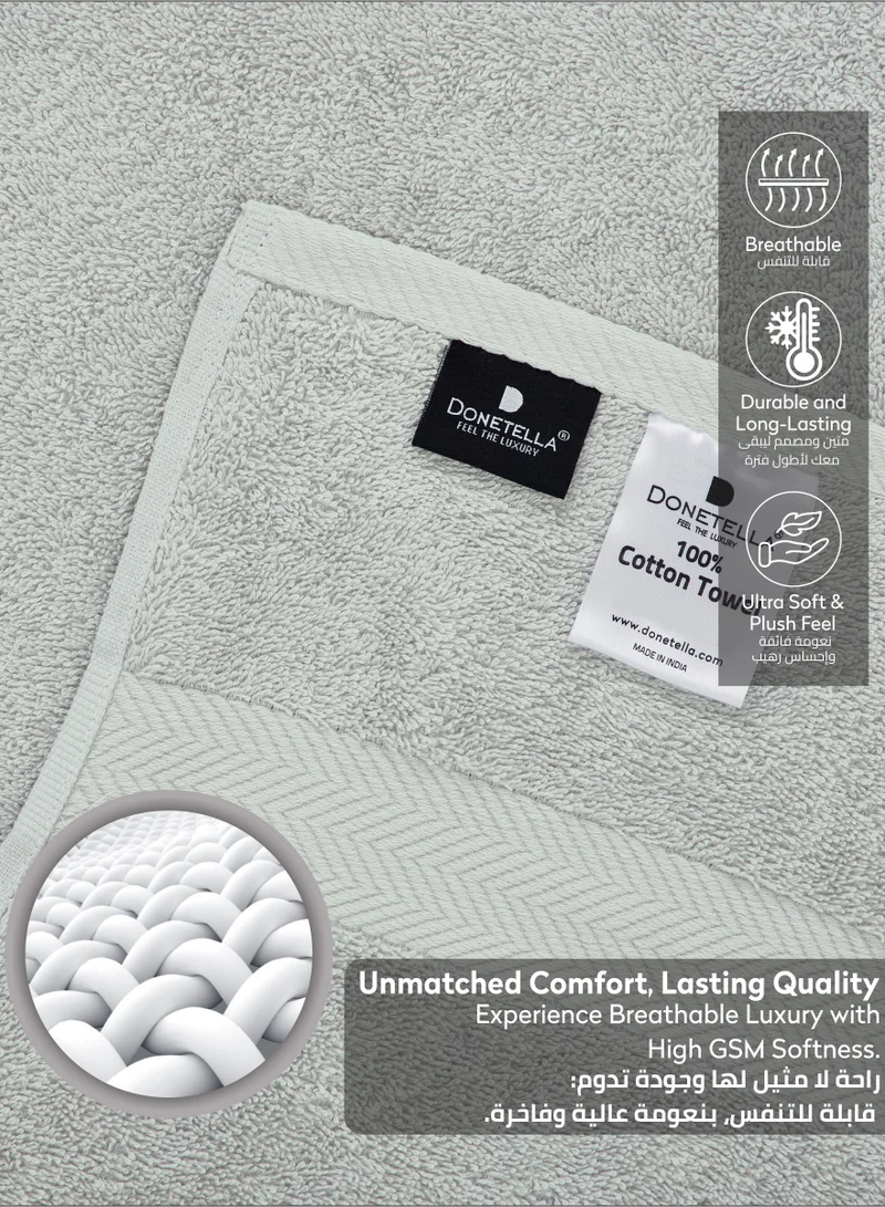 Donetella Premium Towel 3-Pcs Set, 100% Combed Cotton 600 GSM, Highly Absorbent, Quick Dry Towel Set Include 1 Bath Towel, 1 Bath Sheet, 1 Hand Towel, Best Set for Bathroom Gym, Hotel And Spa,Light Grey