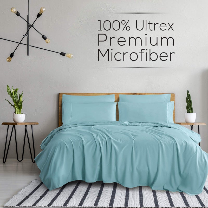 Mueller Austria Mueller Ultratemp Bed Sheets Set  Super Soft 1800  18-24 Inch Deep Pocket Sheets  Transfers Heat  Breathes Better  Hypoallergenic  Wrinkle  6Pc  Aqua Queen - Image 3