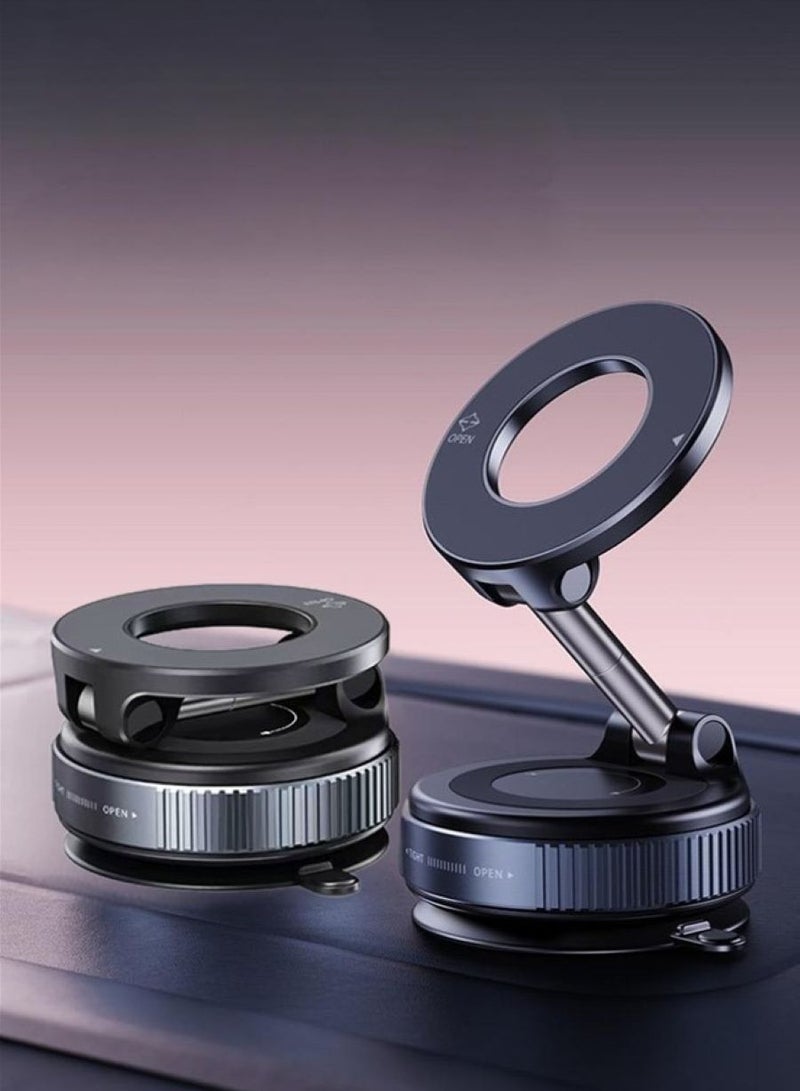Vacuum Magnetic Phone Holder Mount 360° Rotation, Magnetic Car Mobile Holder Magnetic Phone Holder Suitable for Car, Kitchen, Mirror, Gym, Other Smooth Surface, Easy to Take Selfies and Videos, MagS - Image 1