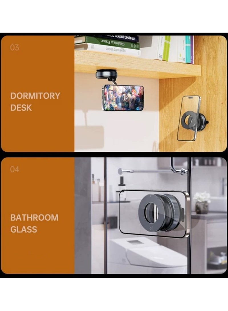 Vacuum Magnetic Phone Holder Mount 360° Rotation, Magnetic Car Mobile Holder Magnetic Phone Holder Suitable for Car, Kitchen, Mirror, Gym, Other Smooth Surface, Easy to Take Selfies and Videos, MagS - Image 4