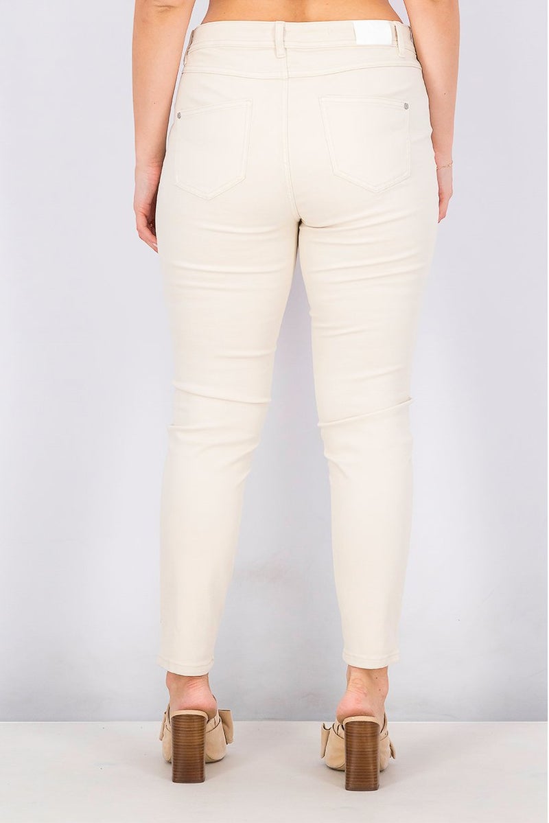 Tchibo جينز ضيق نسائي سادة، بيج - Image 3