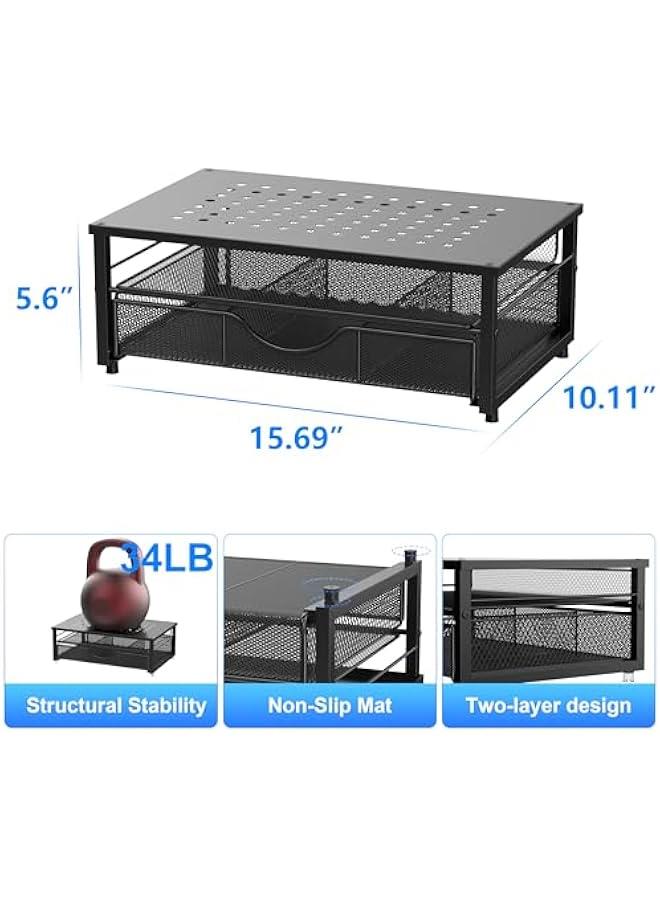 Arabest Computer Monitor Stand Riser, Desk Organizers and Accessories with Drawer, Office Desk Accessories u0026 Workspace Desktop Organizers Storage for Classroom Office Supplies (Black) - Image 5