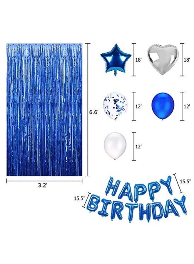ستارة حريرية زرقاء مطرية لتزيين حفلات أعياد الميلاد من الحرير، مجموعة لافتات أحرف عيد الميلاد والبالونات - Image 3