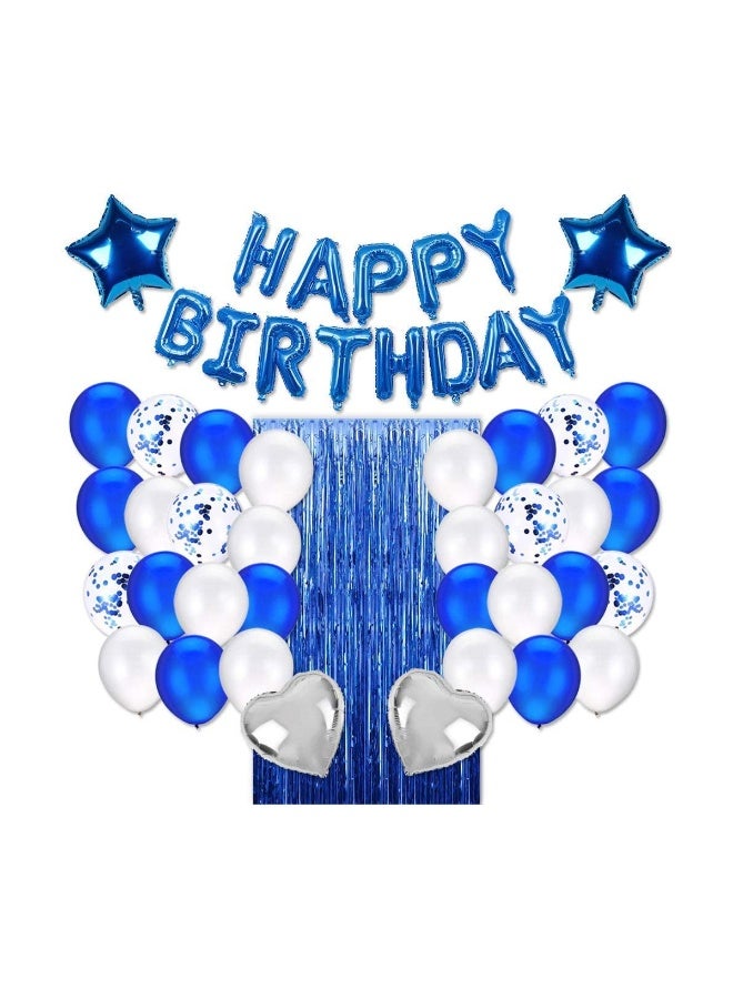 ستارة حريرية زرقاء مطرية لتزيين حفلات أعياد الميلاد من الحرير، مجموعة لافتات أحرف عيد الميلاد والبالونات - Image 1