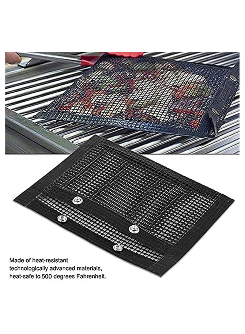 سيوسي BBQ Mesh Grill Bags, High Temperature Resistant Grid Barbecue Bag Reusable Grilling Pouches for Charcoal, Gas, Electric Grills, Barbecue Bag Set Is A Must-Have for All Event (3 Pack, Black) - Image 4